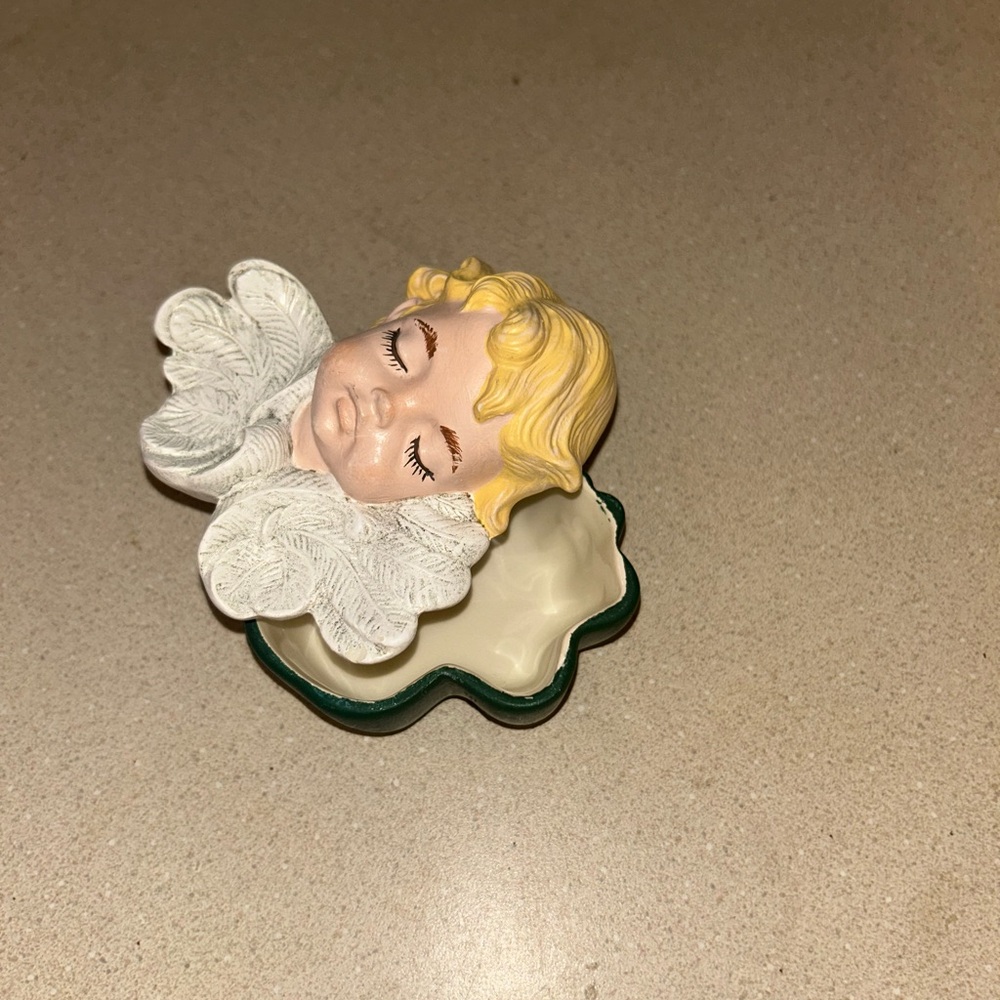 Cherubim Shaped Porcelain Trinket Holder
